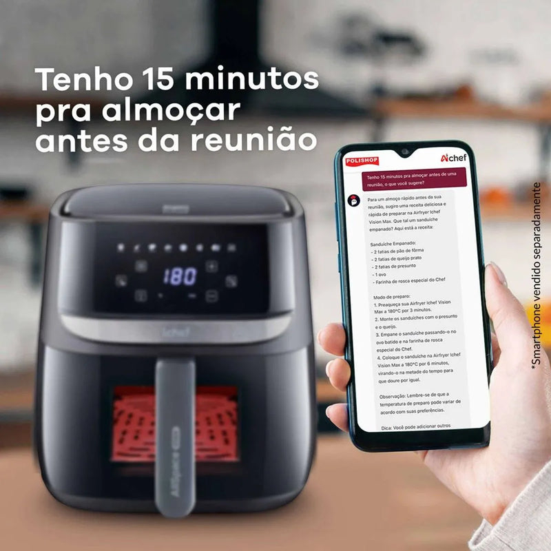 Fritadeira Elétrica Airfryer Vision Max Ichef 5,7L